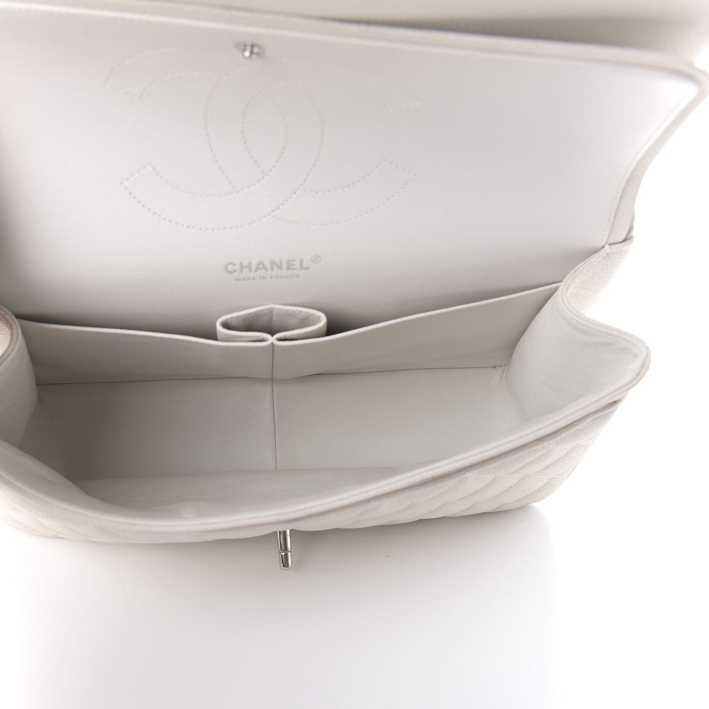 Caviar Quilted Jumbo Double Flap White