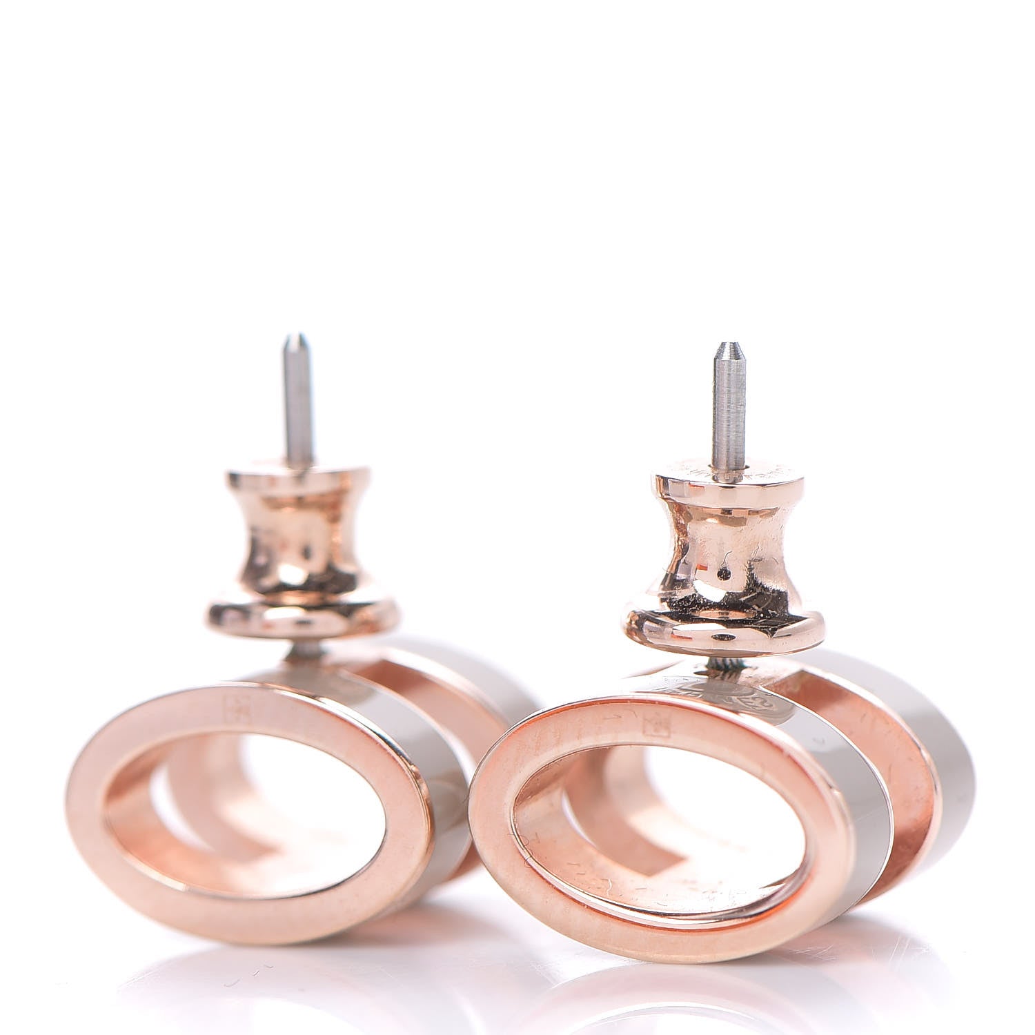 Hermes Rose Gold Lacquered Pop H Earrings Marron Glace 3 of 3