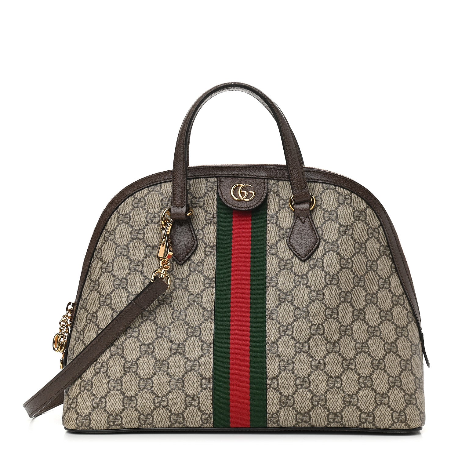 Gucci GG Supreme Monogram Web Medium Ophidia Top Handle Dome Bag Brown 1 of 11