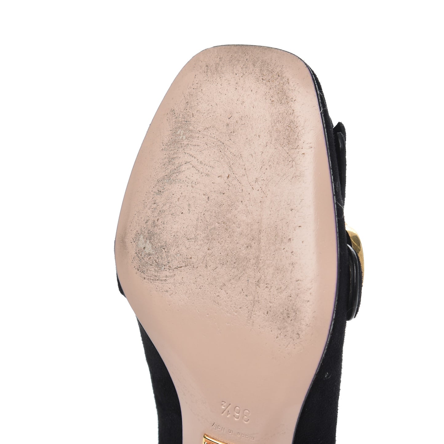 Kid Scamosciato GG Marmont Fringe 50mm Loafer Pumps 36.5 Black