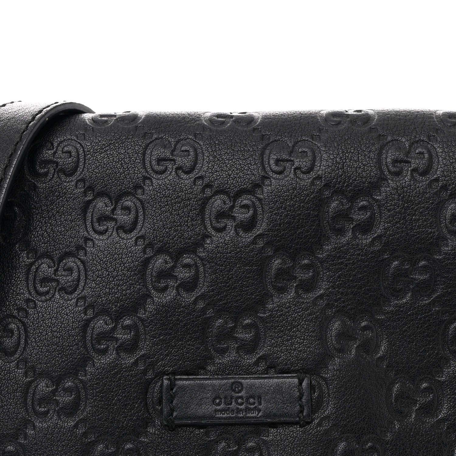Gucci Guccissima Small Flap Messenger Bag Black 8 of 11