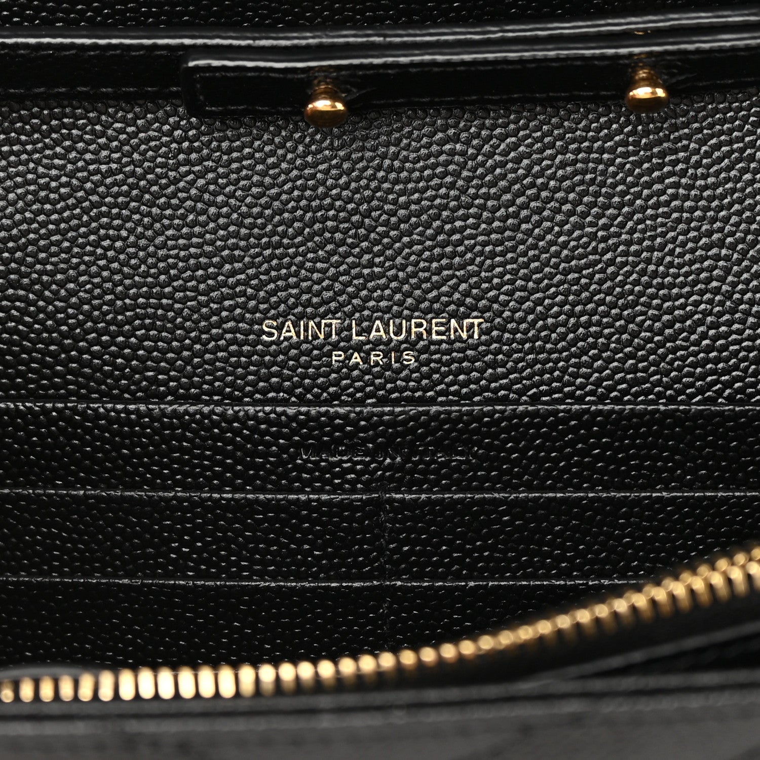 Saint Laurent Grain De Poudre Matelasse Chevron Monogram Chain Wallet Black 6 of 14