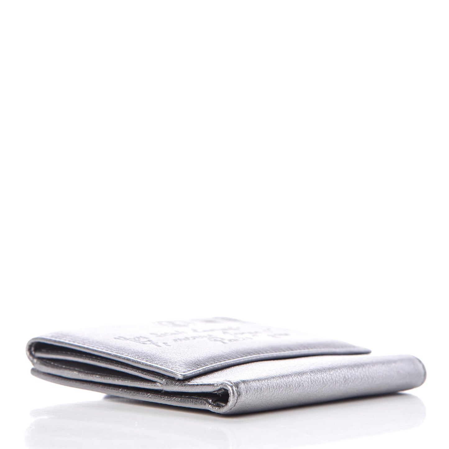 Metallic Grained Calfskin Y-Mail French Wallet Silver