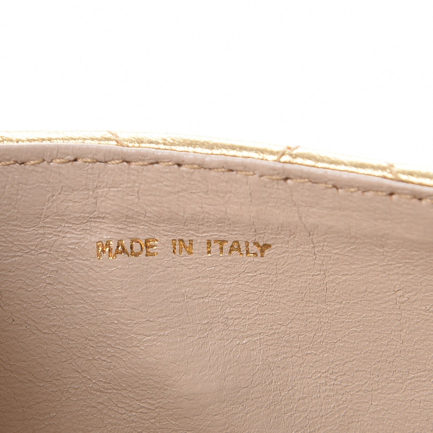 Metallic Lambskin Quilted Mini Flap Gold