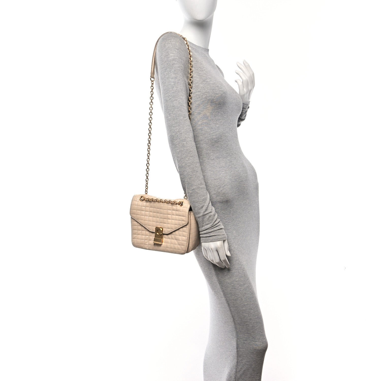 Celine Calfskin Quilted Medium C Bag Light Beige 2 of 10