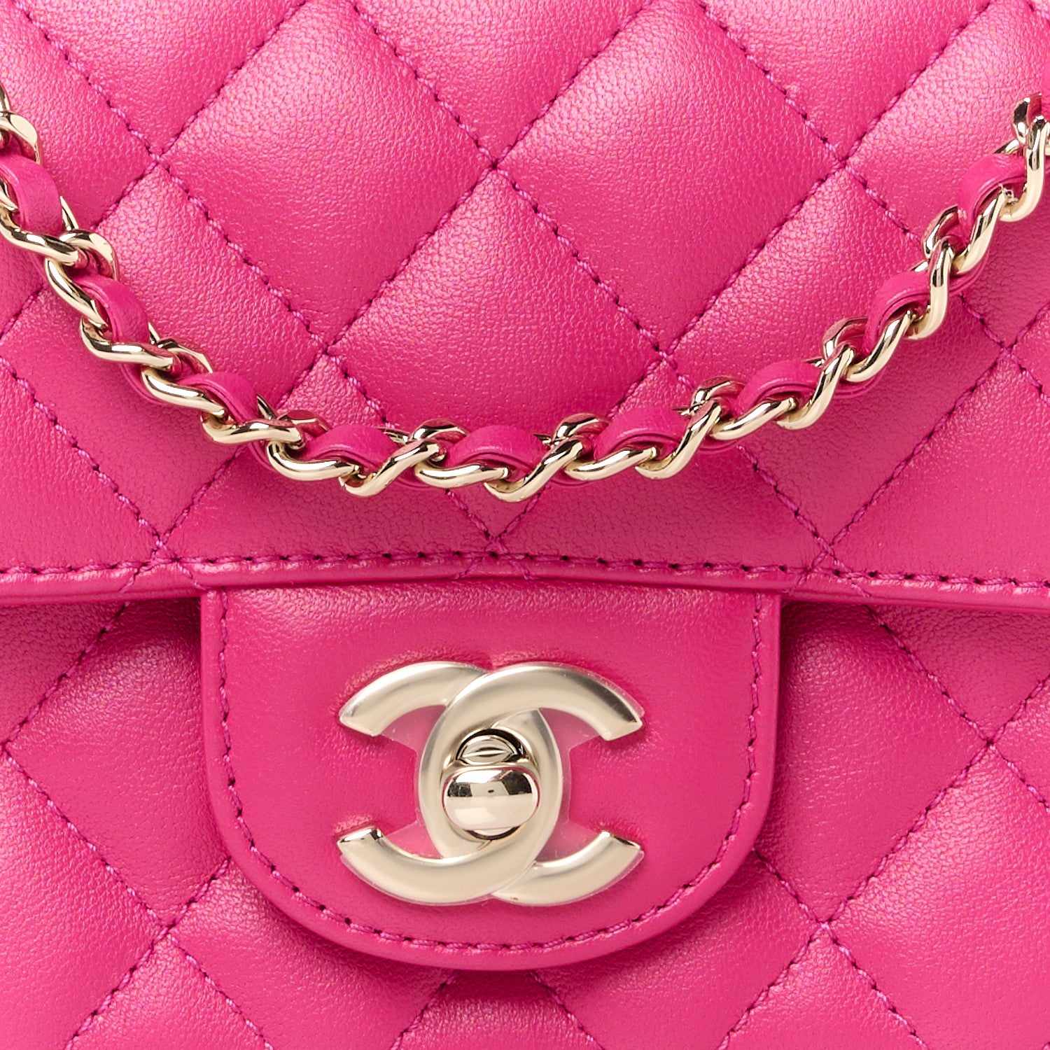 Chanel Lambskin Quilted Mini Crystal Top Handle Rectangular Flap Dark Pink 9 of 12