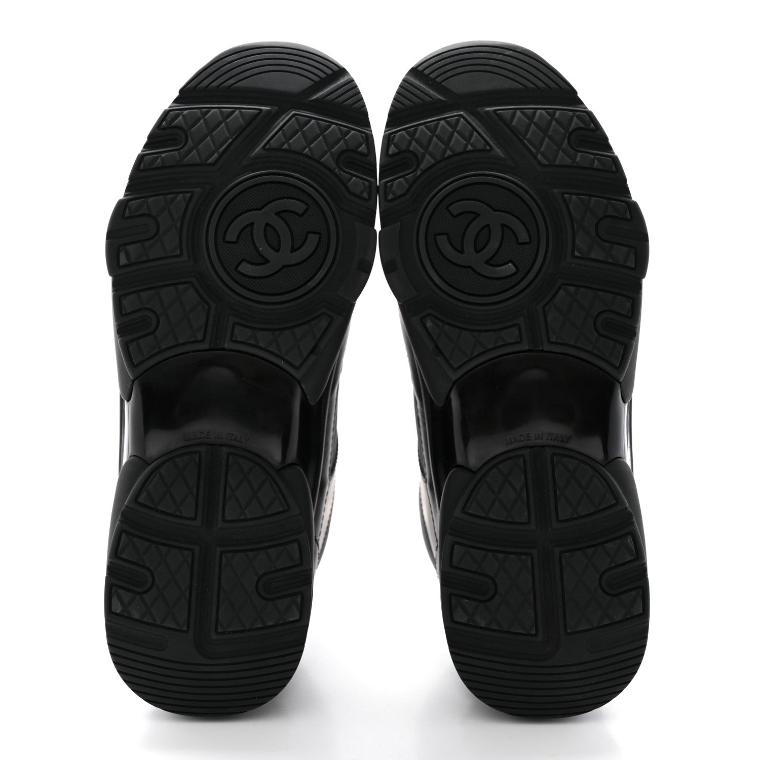 Chanel Lambskin Fabric CC Sneakers 36.5 Black 5 of 9
