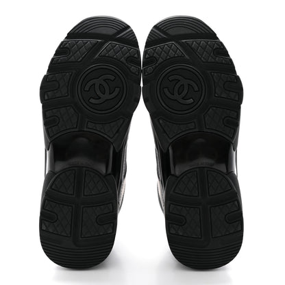 Chanel Lambskin Fabric CC Sneakers 36.5 Black 5 of 9