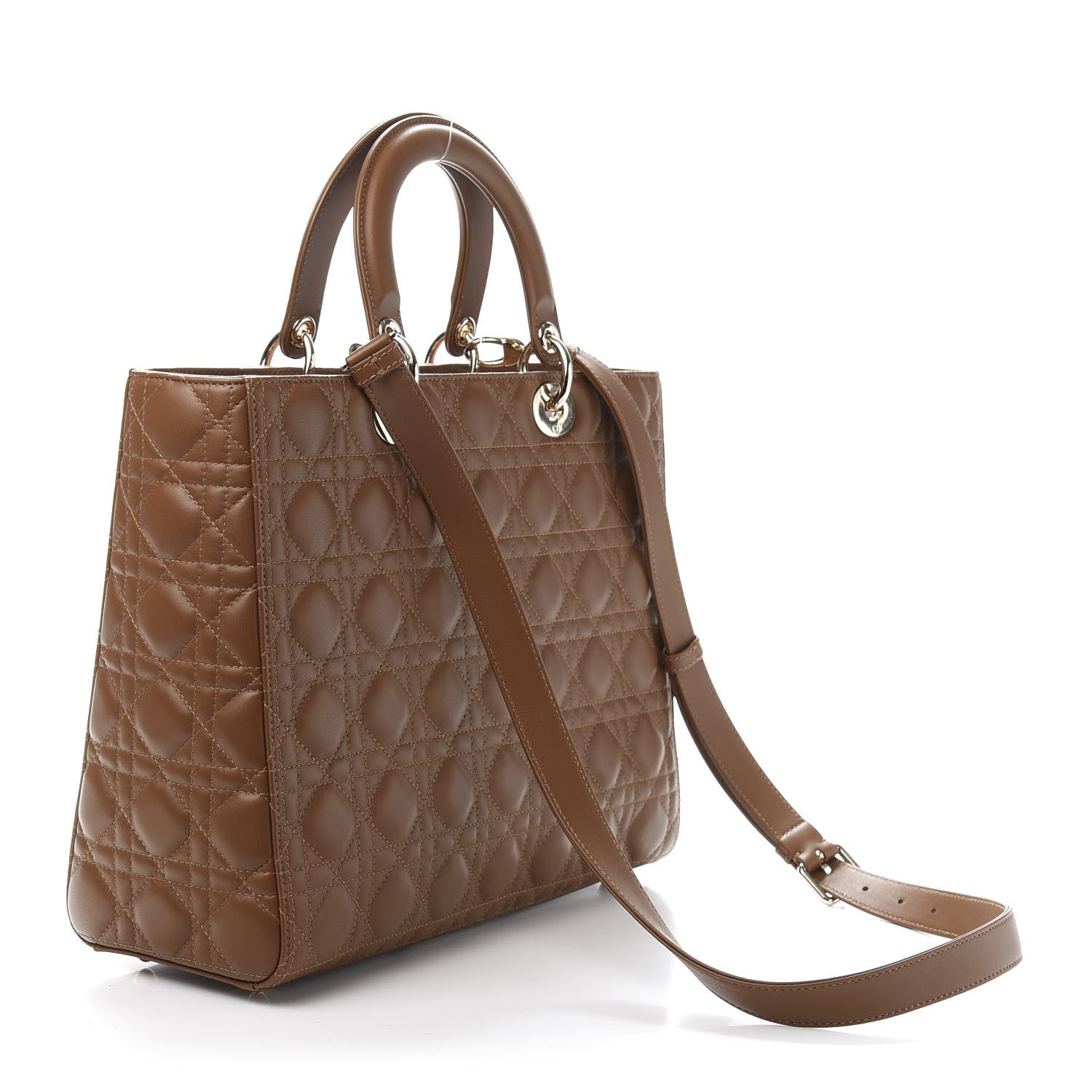 Christian Dior Lambskin Cannage Large Lady Dior Tan 3 of 15