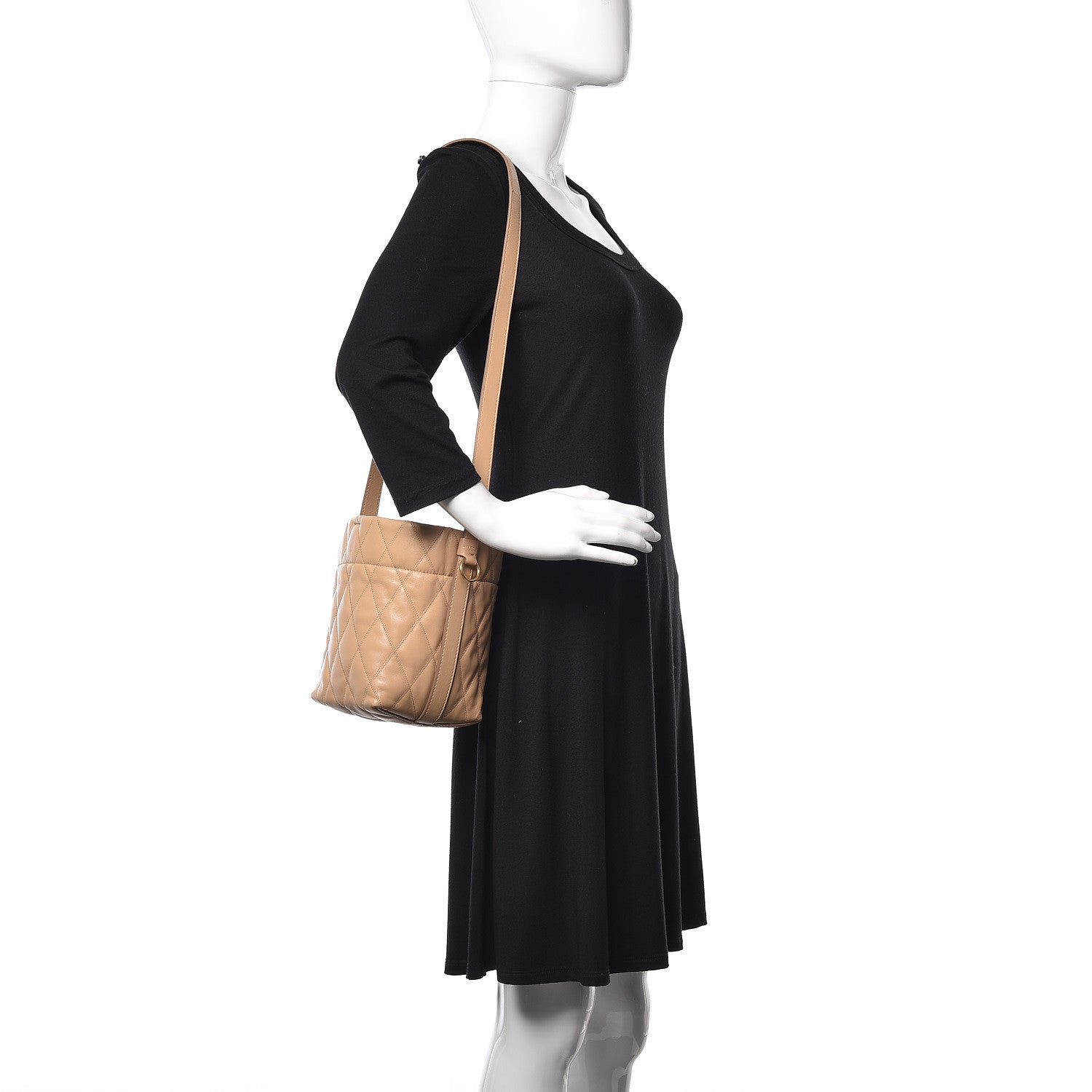 Givenchy Lambskin Quilted Mini GV Bucket Bag Beige Camel 2 of 11