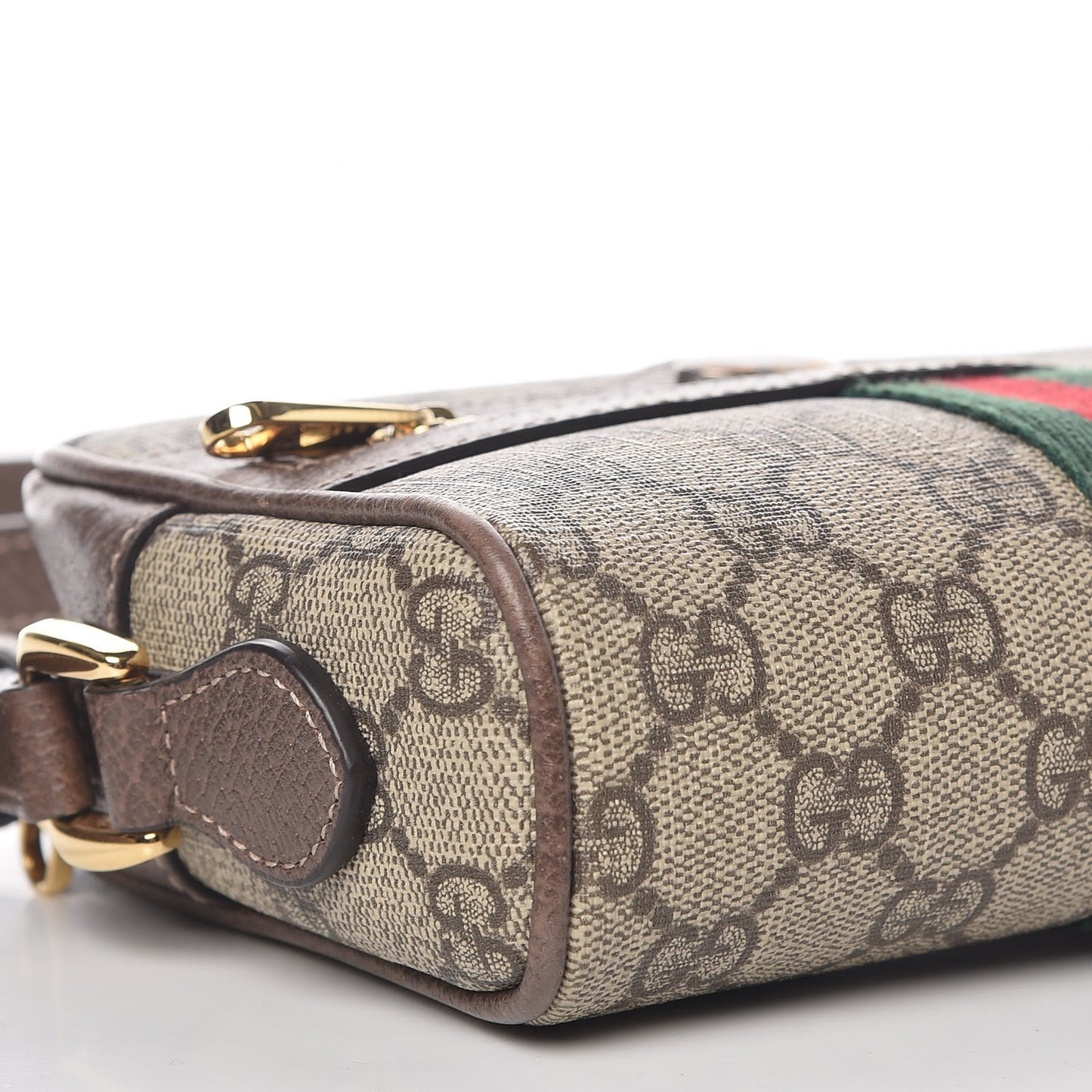 GG Supreme Monogram Web Mini Ophidia Shoulder Bag Brown