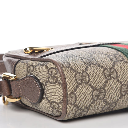Gucci GG Supreme Monogram Web Mini Ophidia Shoulder Bag Brown 10 of 12