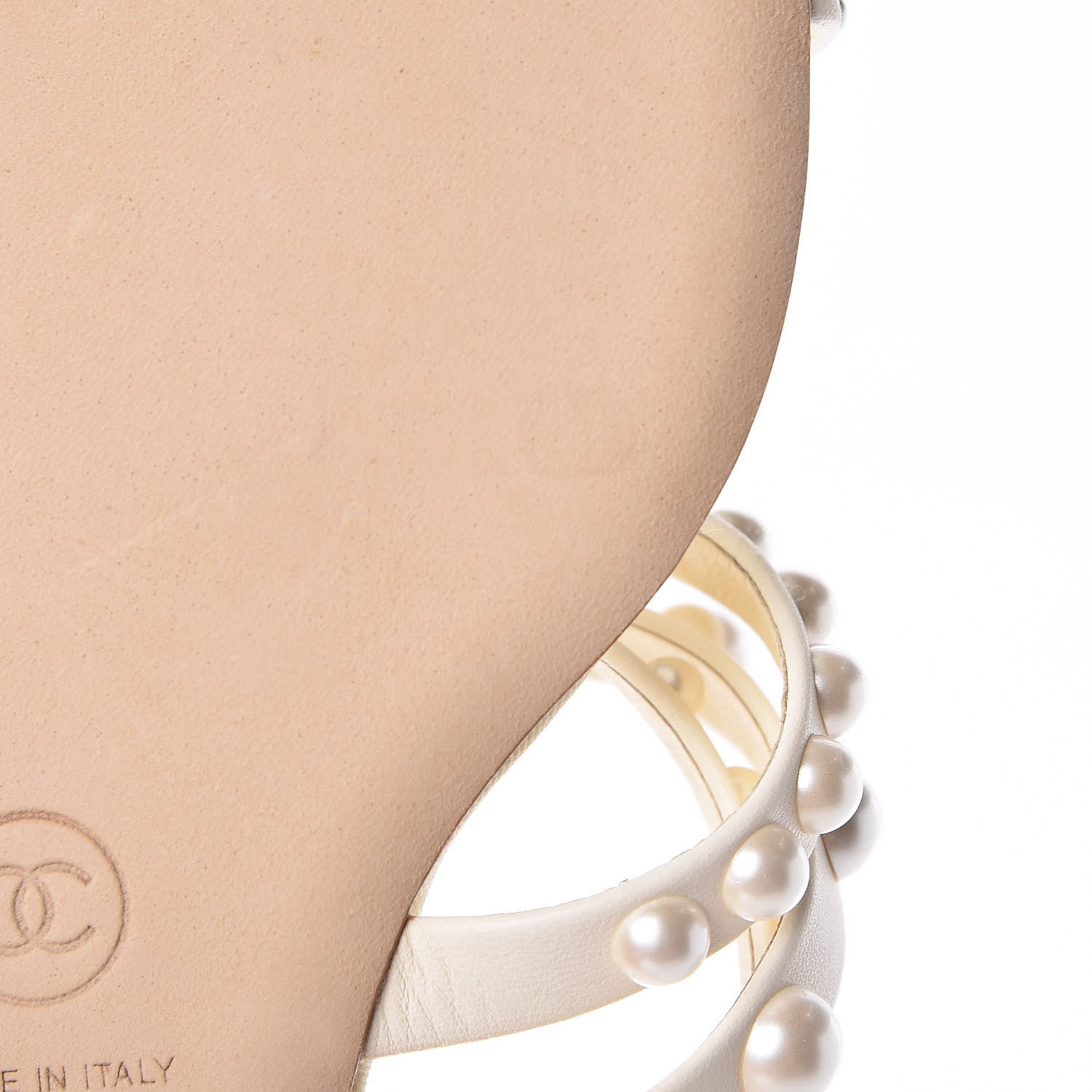 Chanel Lambskin Pearl Sandals 38 Beige 8 of 9