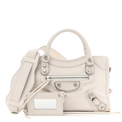 Balenciaga Shiny Goatskin Silver Metallic Edge Hardware Mini City Blanc Neige 1 of 9