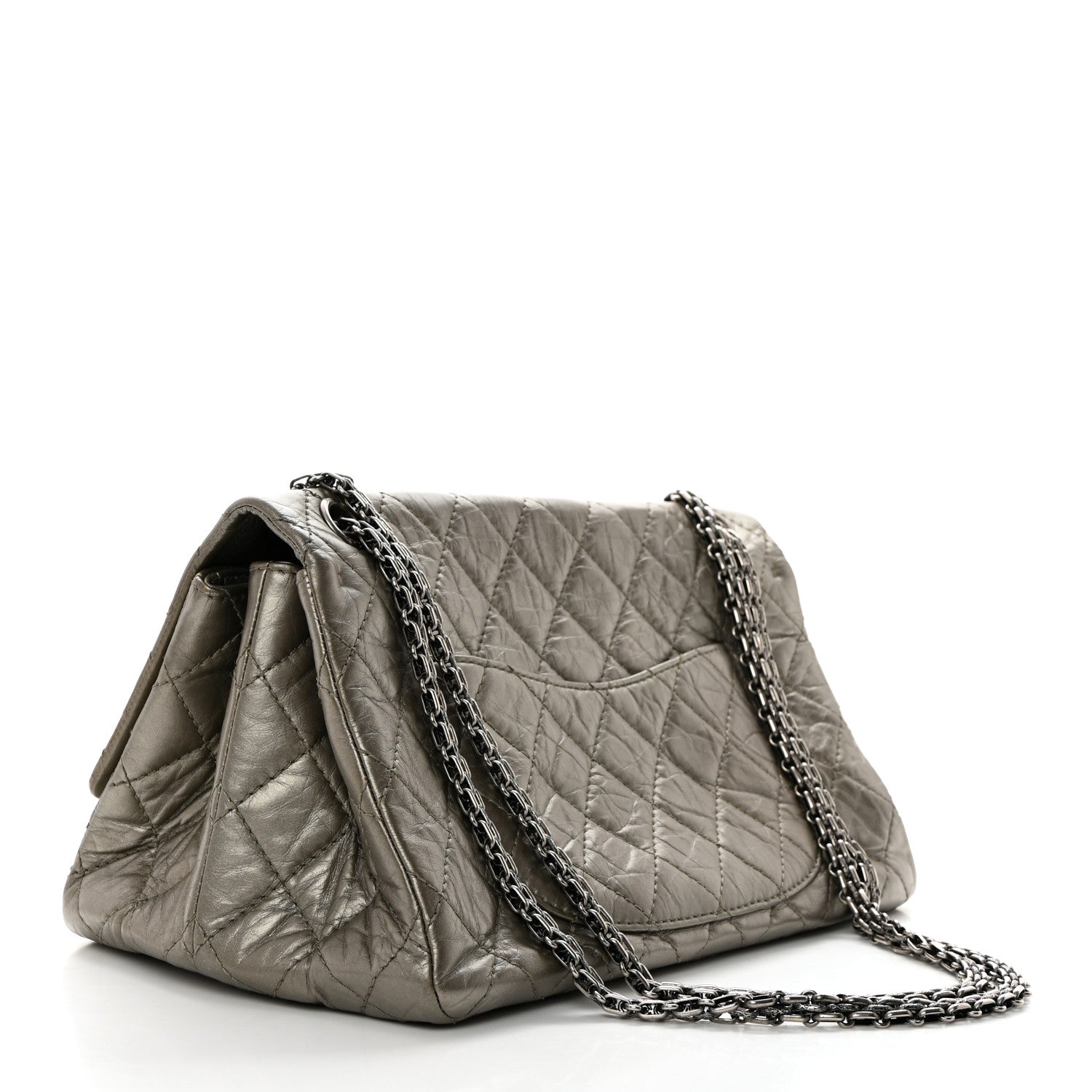 Chanel Metallic Aged Calfskin Quilted Double Compartment 2.55 Reissue 227 Grey 2 of 10
