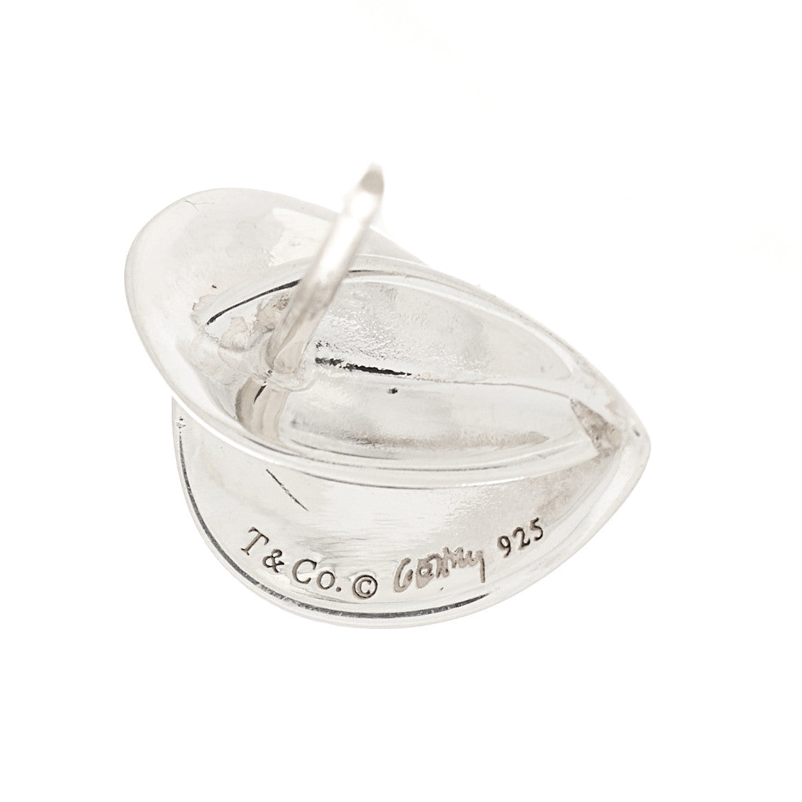 Tiffany Sterling Silver Frank Gehry Folded Heart Earrings 3 of 4