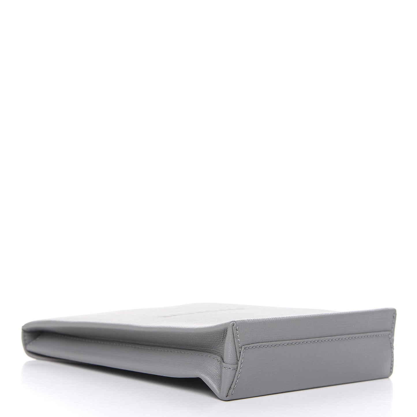 Squared Calfskin Logo Shopping Envelope Clutch Balenciaga Grey