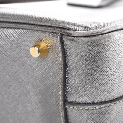 Prada Metallic Saffiano Lux Bowler Silver 13 of 23