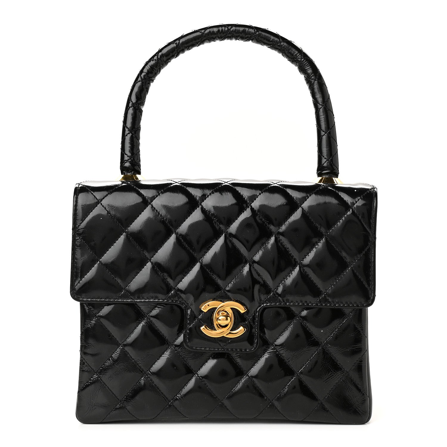 Chanel Patent Quilted Small Kelly Flap Bag Black 1 of 10