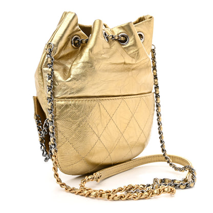 Chanel Metallic Aged Calfskin Quilted Small Gabrielle Bucket Gold 3 of 10