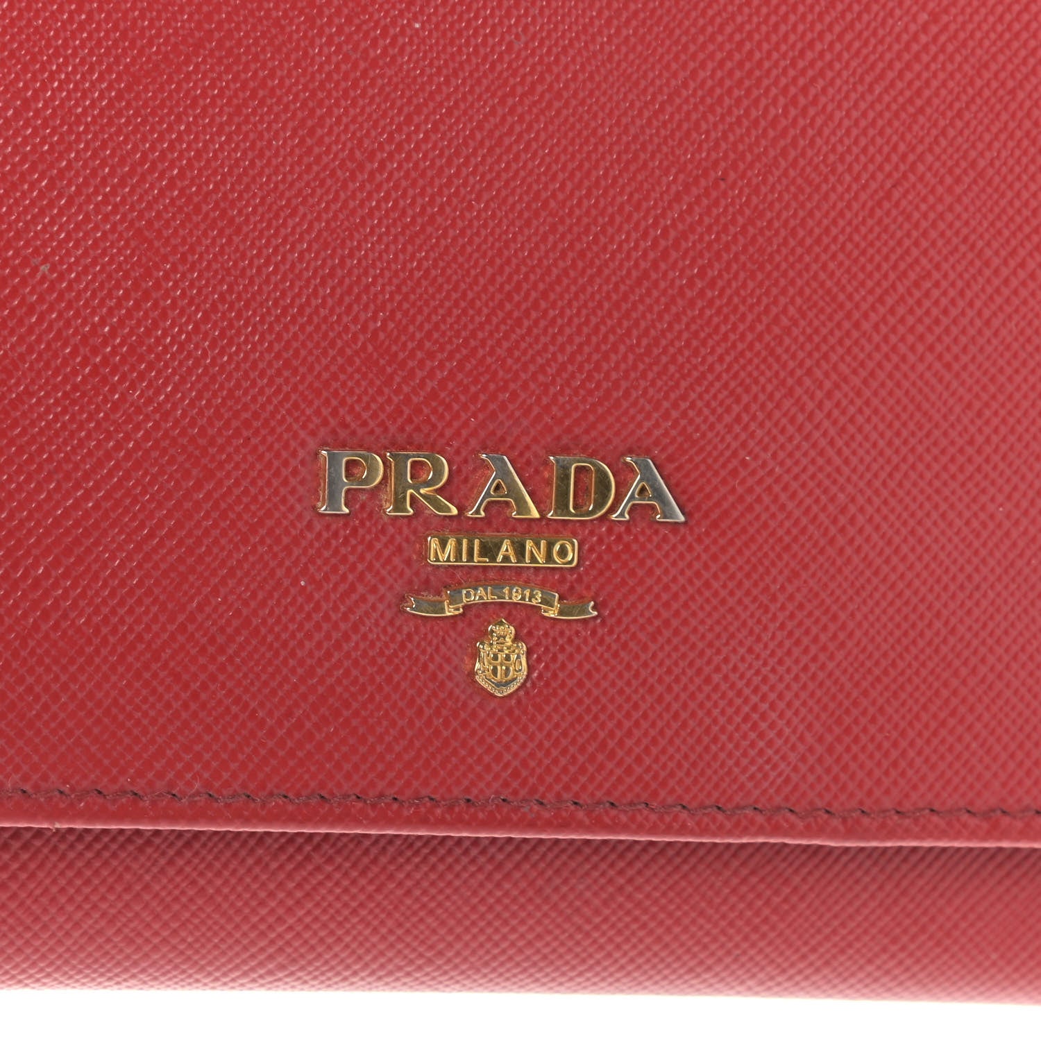 Prada Saffiano Metal Oro Chain Wallet Fuoco 6 of 17