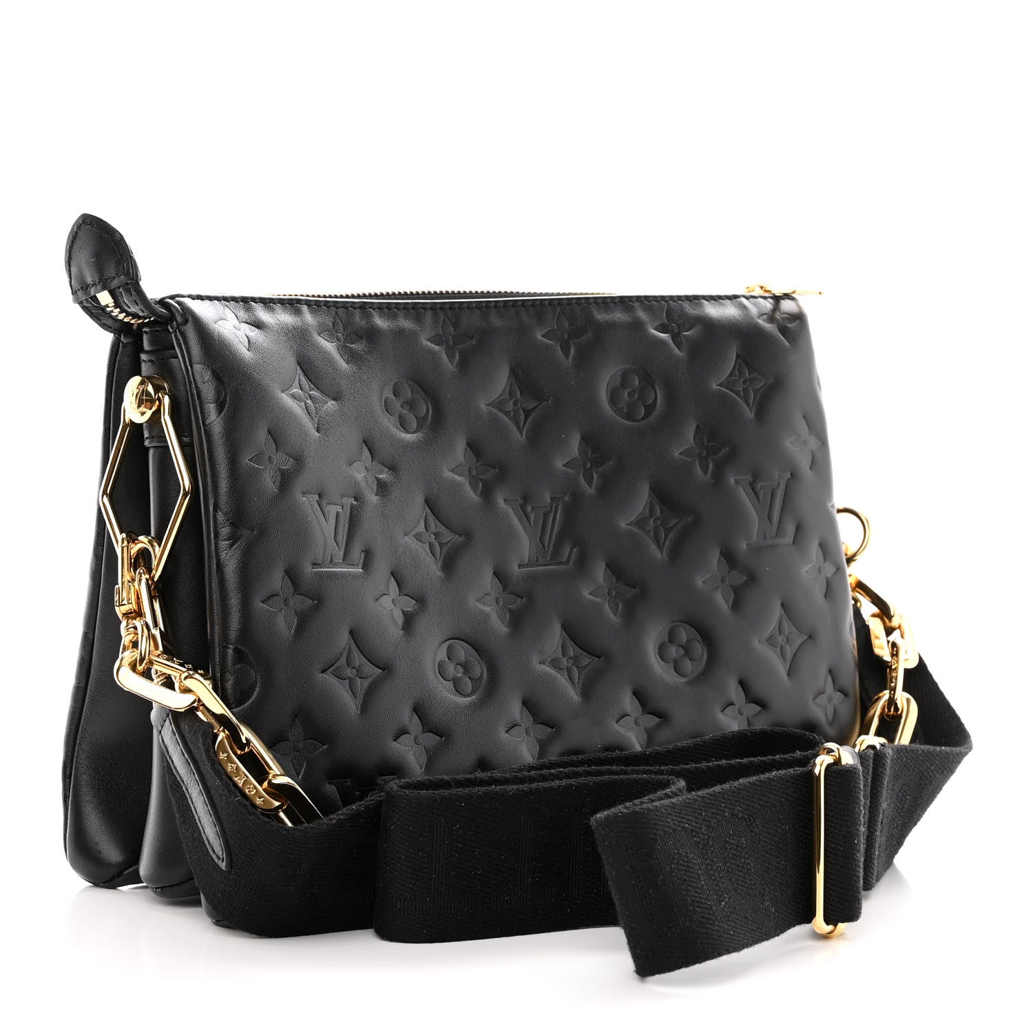 Louis Vuitton Lambskin Embossed Monogram Coussin PM Black 3 of 15