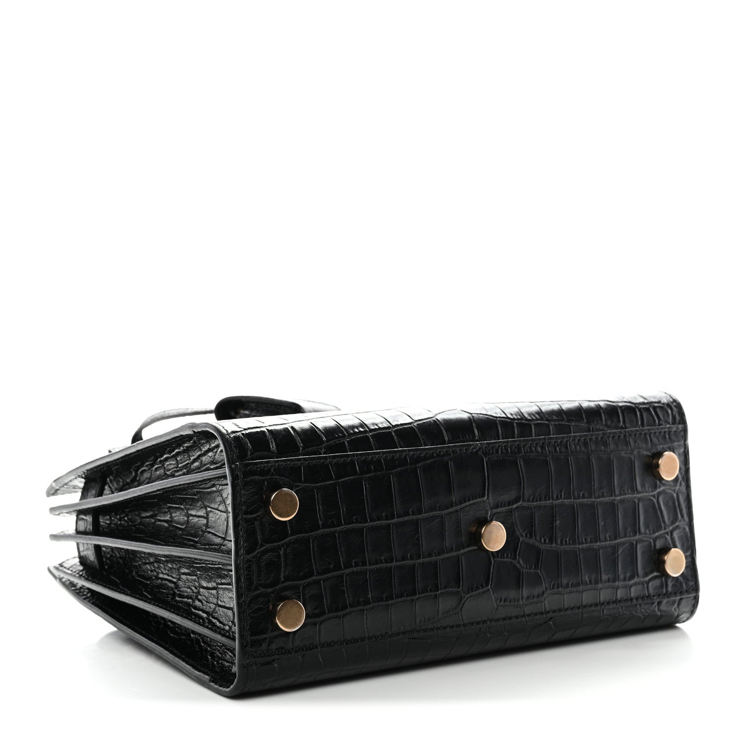 Saint Laurent Calfskin Crocodile Embossed Nano Sac De Jour Black 4 of 11