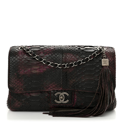 Chanel Snakeskin Soho Tassel Medium Flap Dark Pink Black 1 of 12