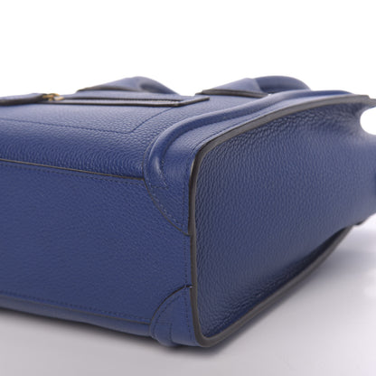 Celine Drummed Calfskin Nano Luggage Indigo 10 of 12