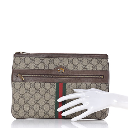 Gucci GG Supreme Monogram Large Ophidia Pouch Clutch Brown 2 of 9