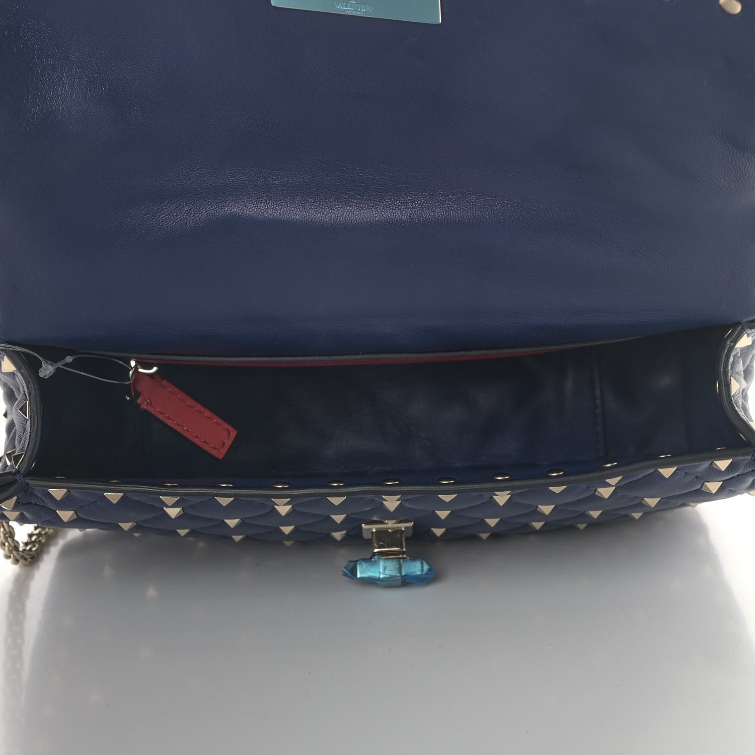 Valentino Garavani Nappa Medium Rockstud Spike Shoulder Bag Marine 5 of 8