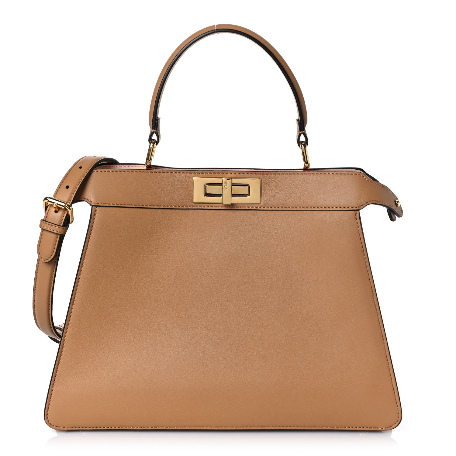 Fendi Vitello Seta Shiny Nappa Medium Peekaboo I SEE U Satchel Miele Scuro Light Rose 3 of 10