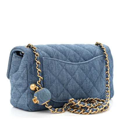 Chanel Denim Quilted Mini Pearl Crush Rectangular Flap Blue 3 of 14