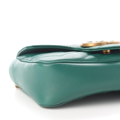 Gucci Calfskin Matelasse Super Mini GG Marmont Shoulder Bag Emerald Green 8 of 9