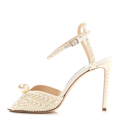 Jimmy Choo Pearl Satin Sacora 100 Sandals 40.5 White 1 of 11