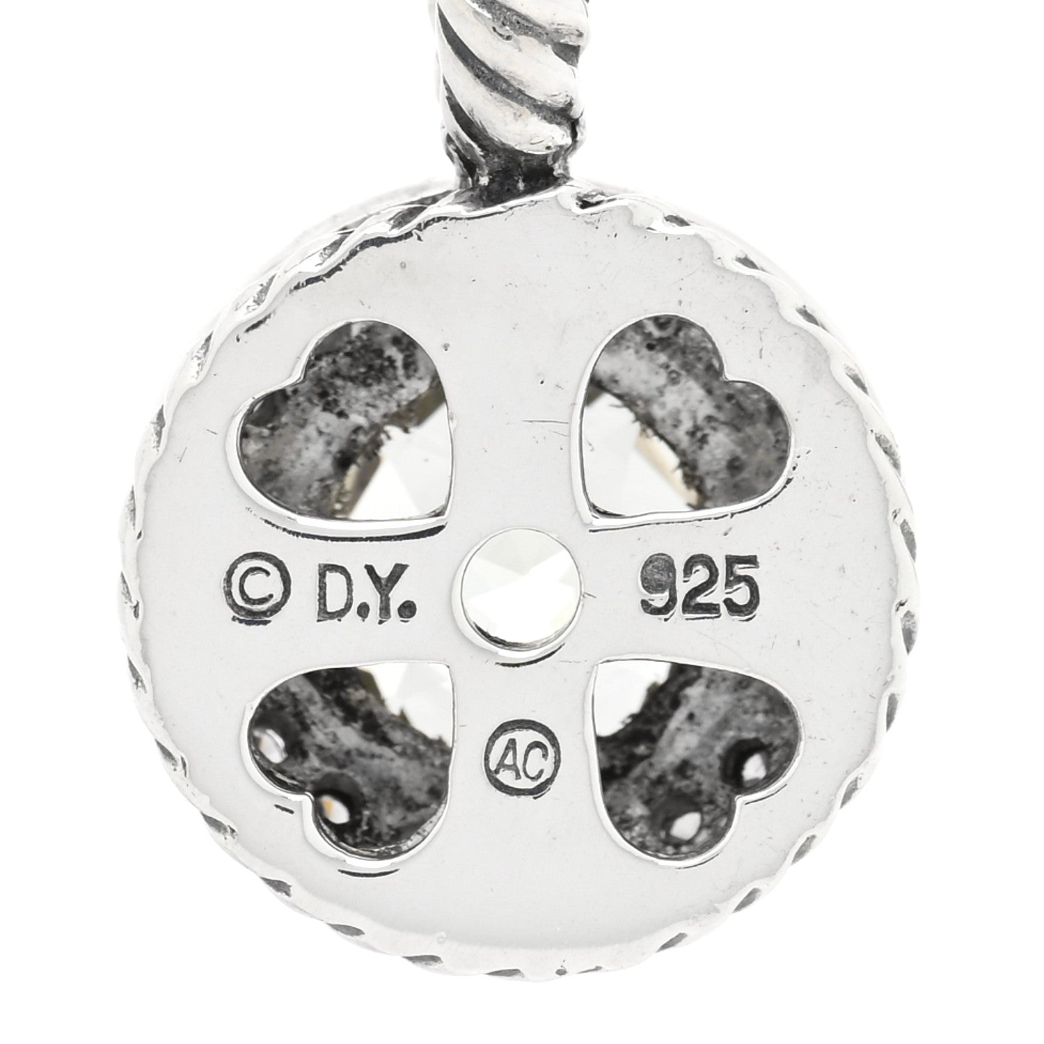 David Yurman Sterling Silver Diamond Prasiolite 8mm Petite Cerise Pendant 3 of 3