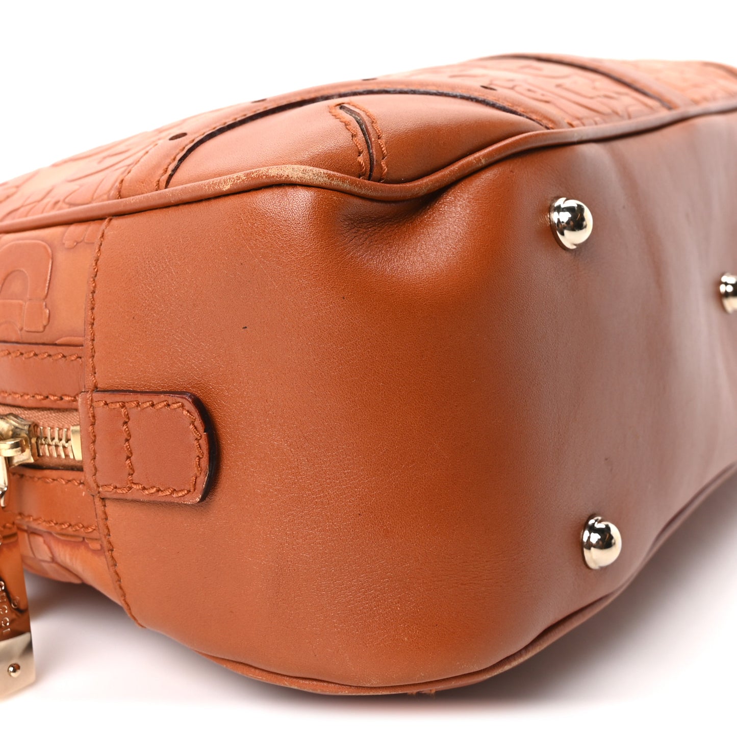 Calfskin Horsebit Glam Boston Tote Orange
