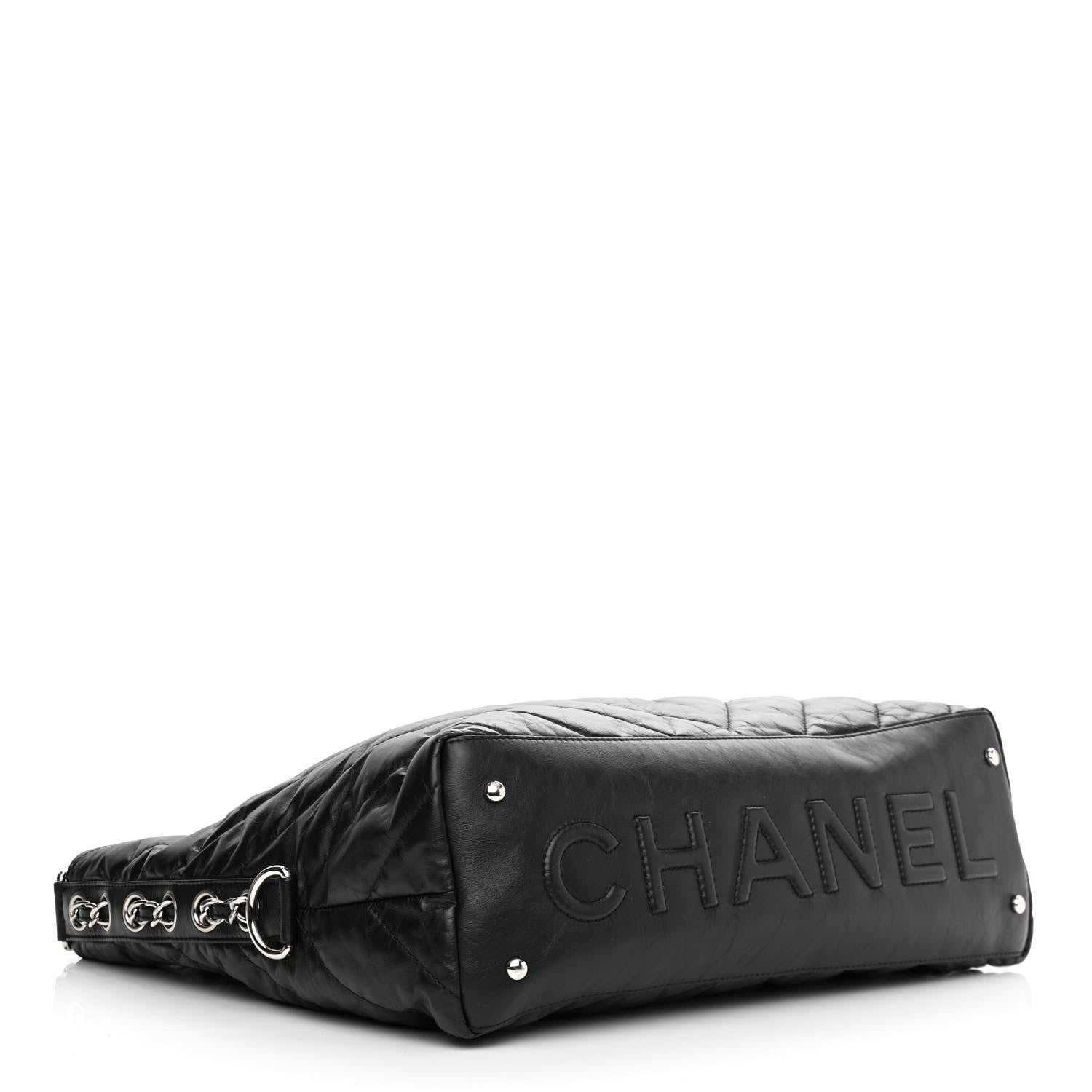 Chanel Aged Calfskin Chevron Small Big Bang Hobo Black 3 of 10