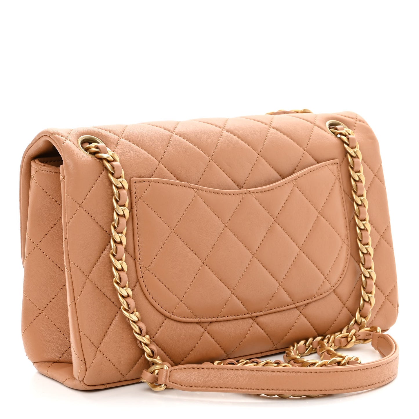 Lambskin Quilted Chaine Lettre Flap Brown