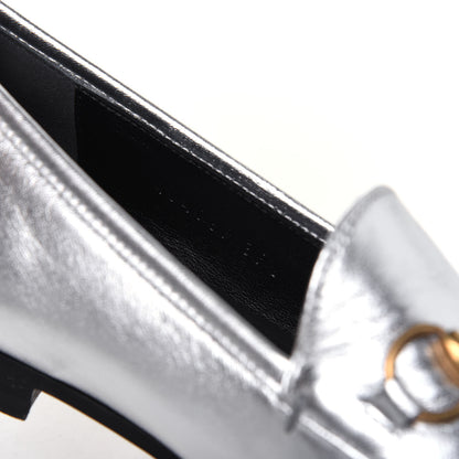 Gucci Metallic Nappa Womens Jordaan Loafers 39.5 Argento 8 of 12