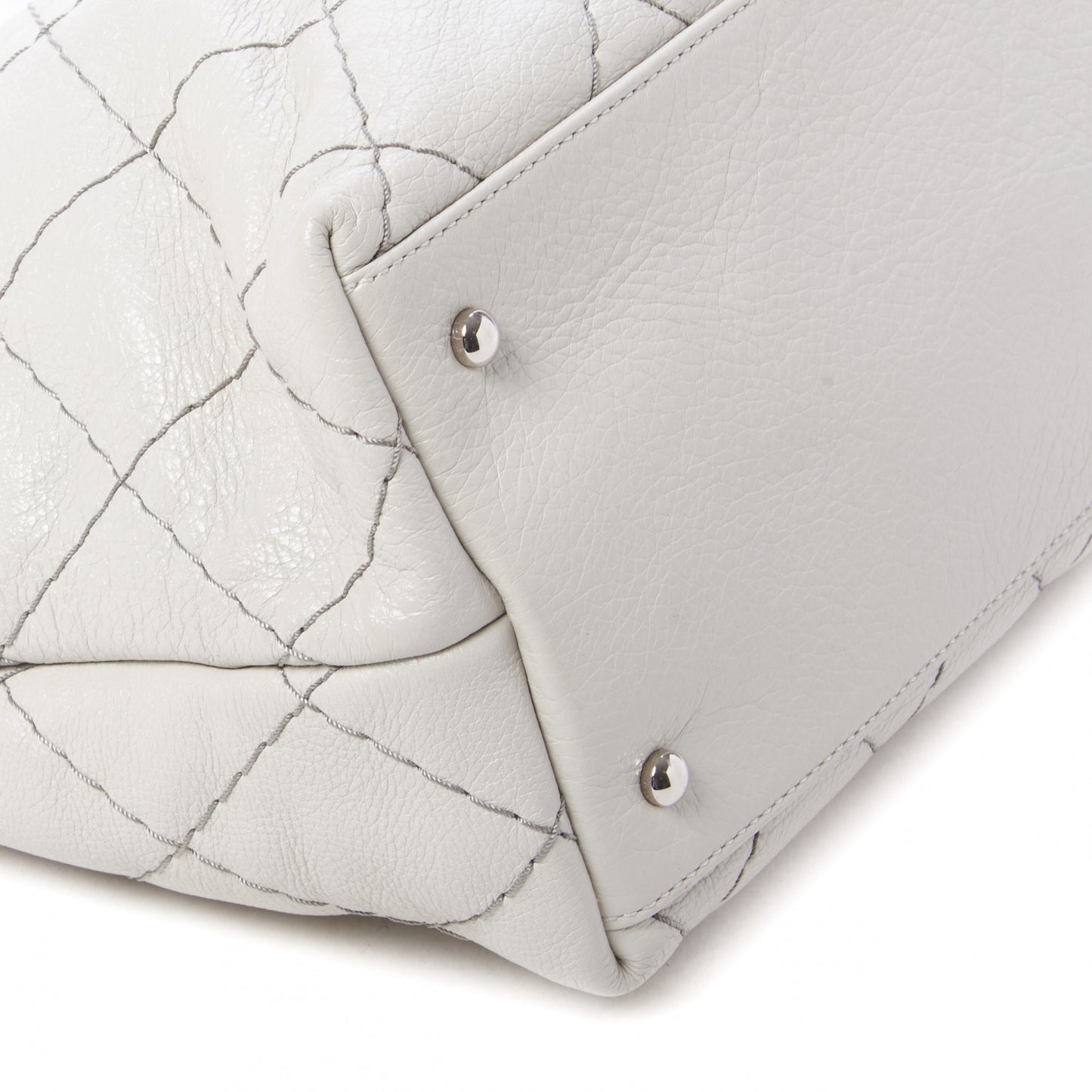 Glazed Calfskin Large On The Road Tote Light Grey
