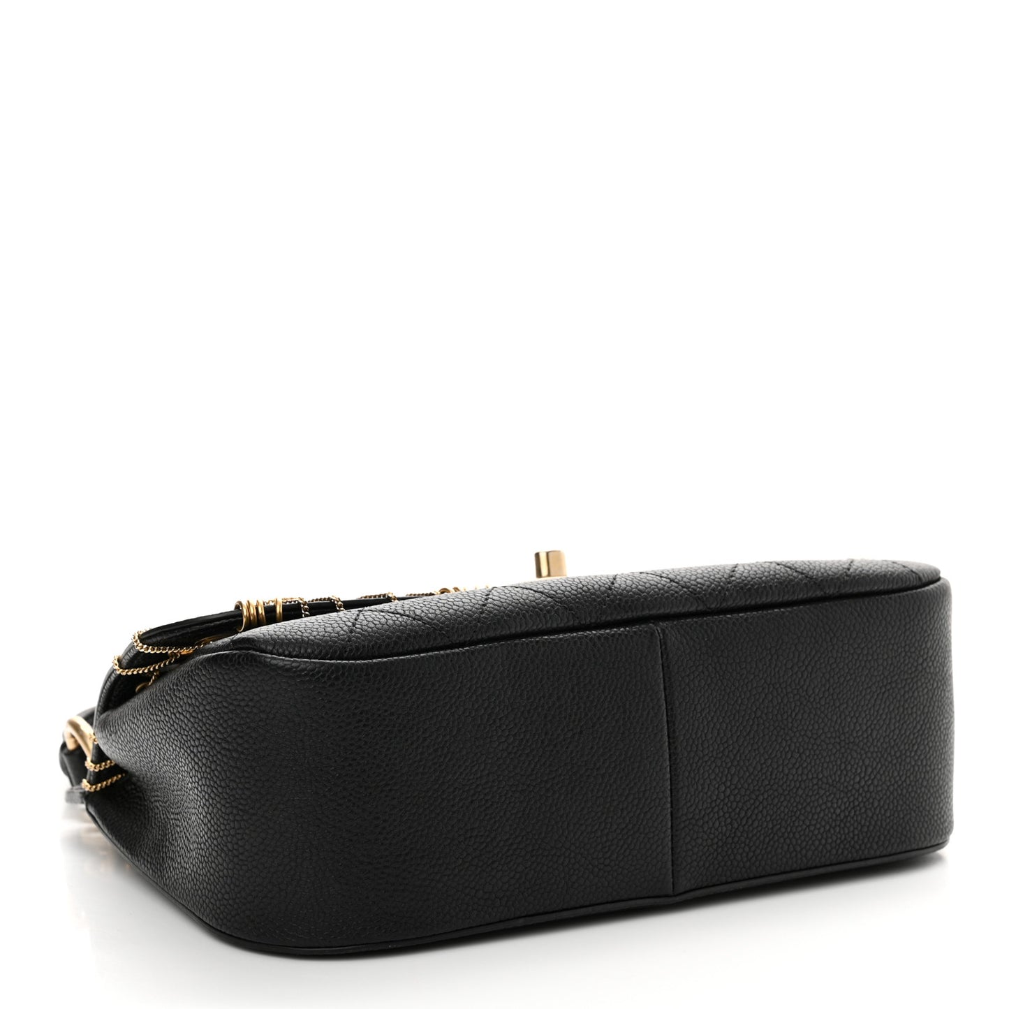Caviar Quilted Grommet Embellished Small Piercing Chic Flap Bag Black
