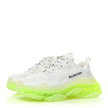 Balenciaga Fabric Mesh Clear Sole Fluo Womens Triple S Sneakers 37 White Fluo Yellow 3 of 7