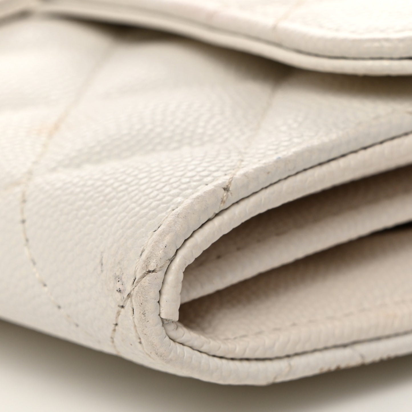 Caviar Quilted Large Flap Wallet White