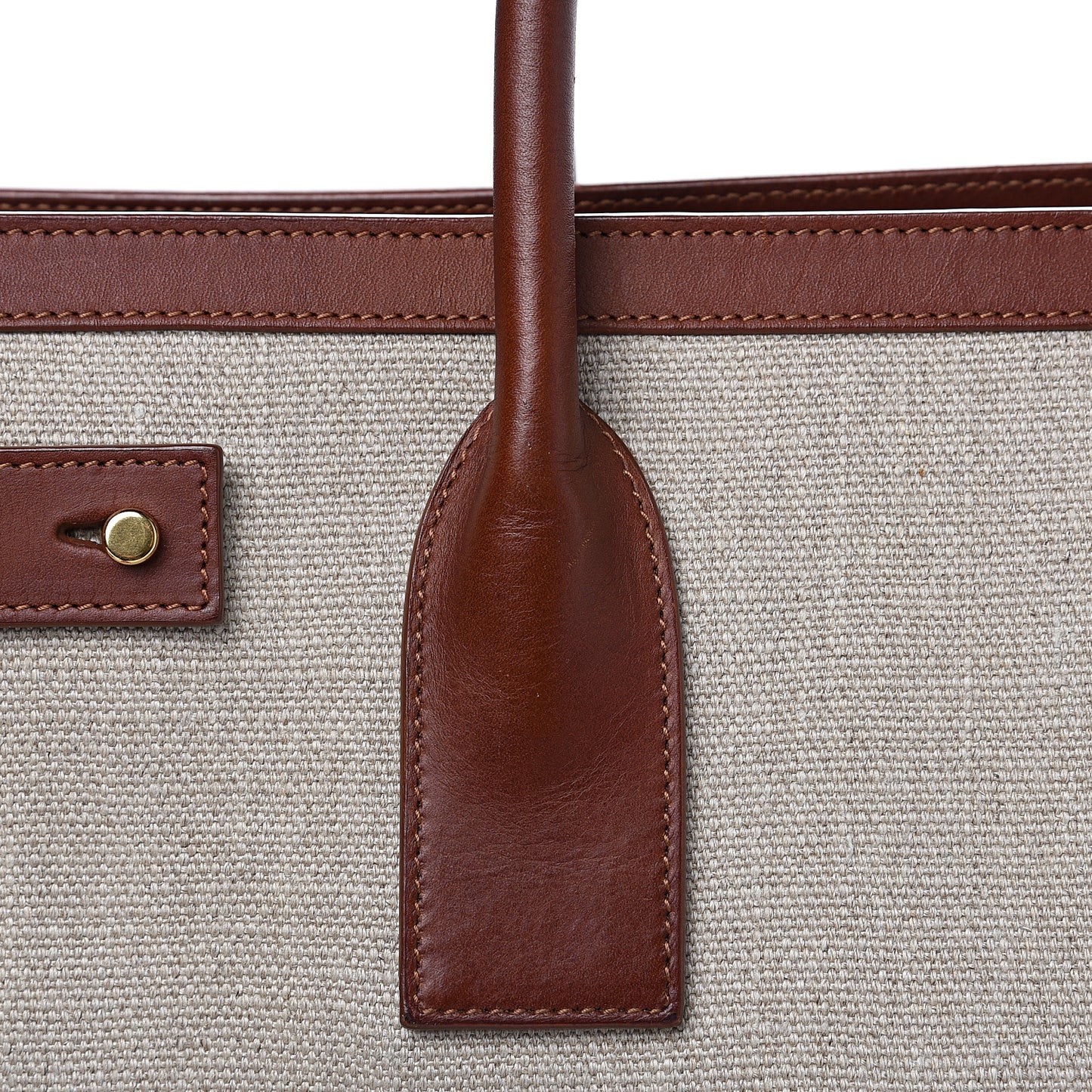 Linen Calfskin Medium Souple Sac De Jour Cognac