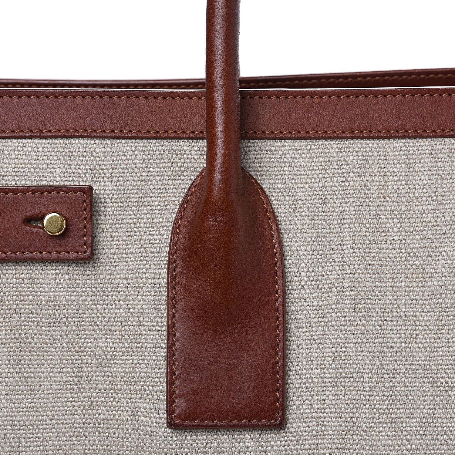 Saint Laurent Linen Calfskin Medium Souple Sac De Jour Cognac 10 of 14