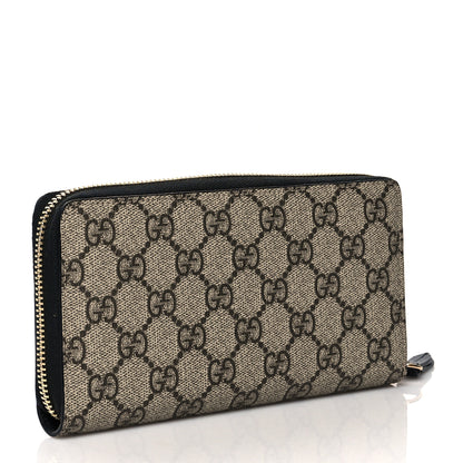 Gucci Dollar Calfskin GG Supreme Monogram GG Marmont Zip Around Wallet Black Beige Ebony 3 of 6
