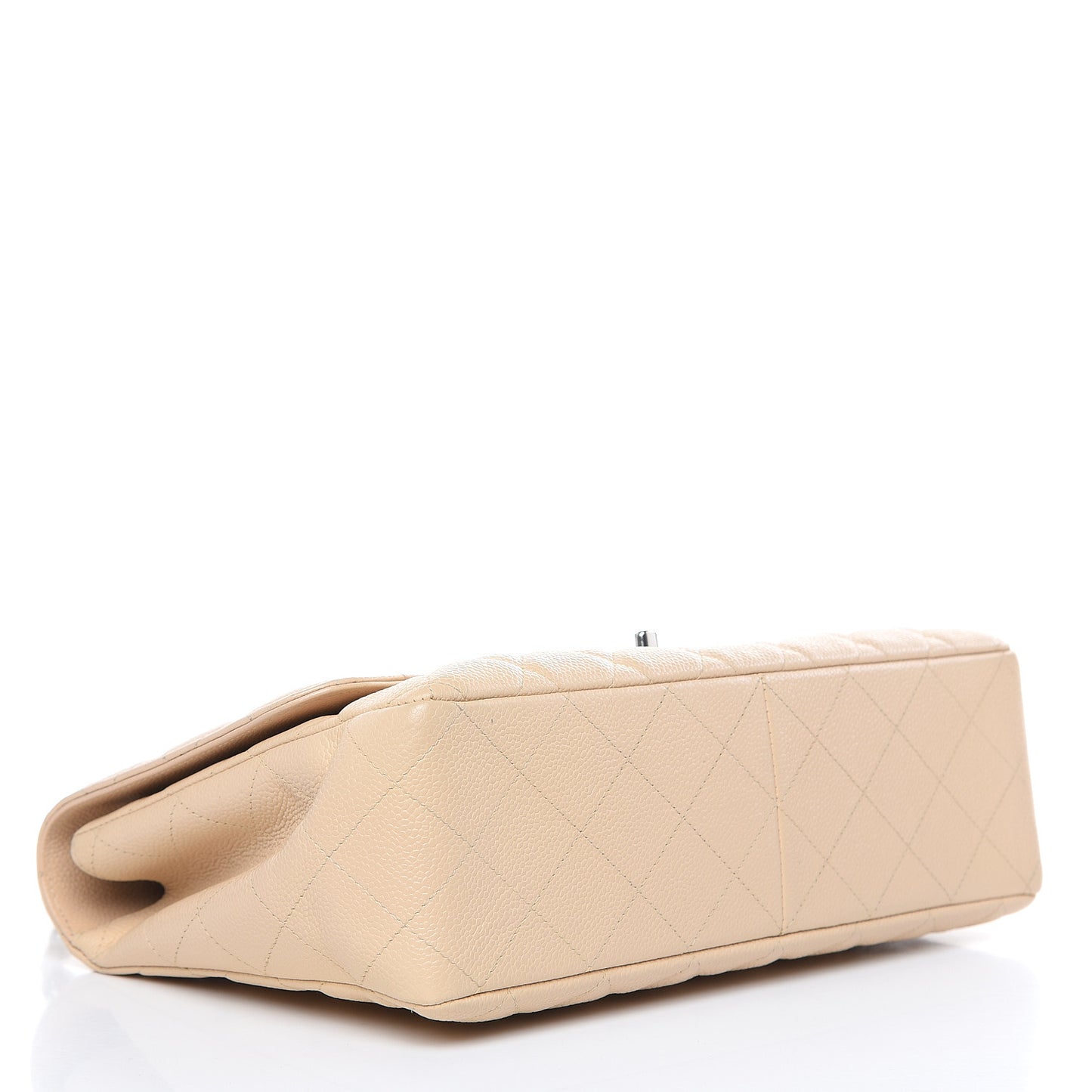 Caviar Quilted Jumbo Single Flap Beige Clair