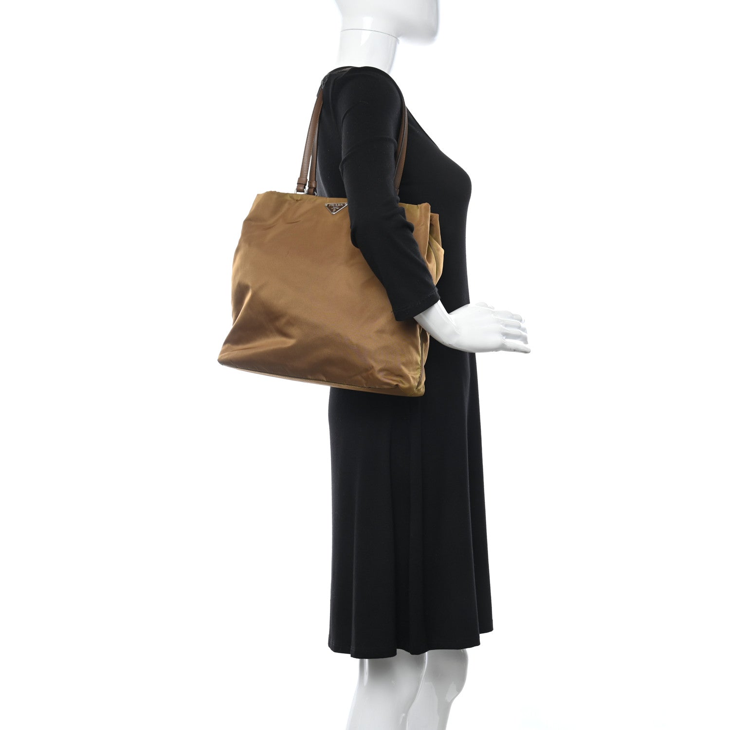 Prada Tessuto Nylon Saffiano Tote Brown 2 of 9