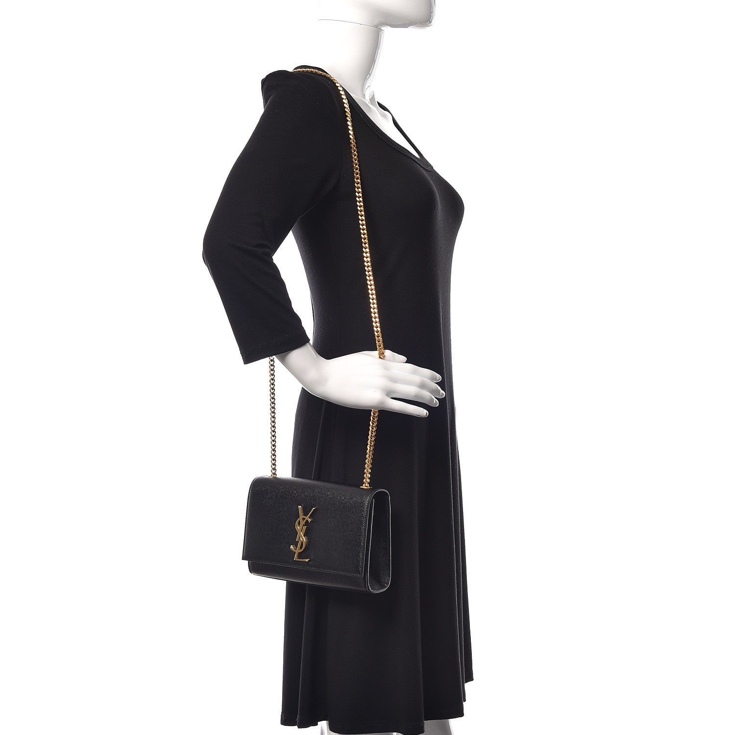 Saint Laurent Grain De Poudre Small Monogram Kate Satchel Black 2 of 8